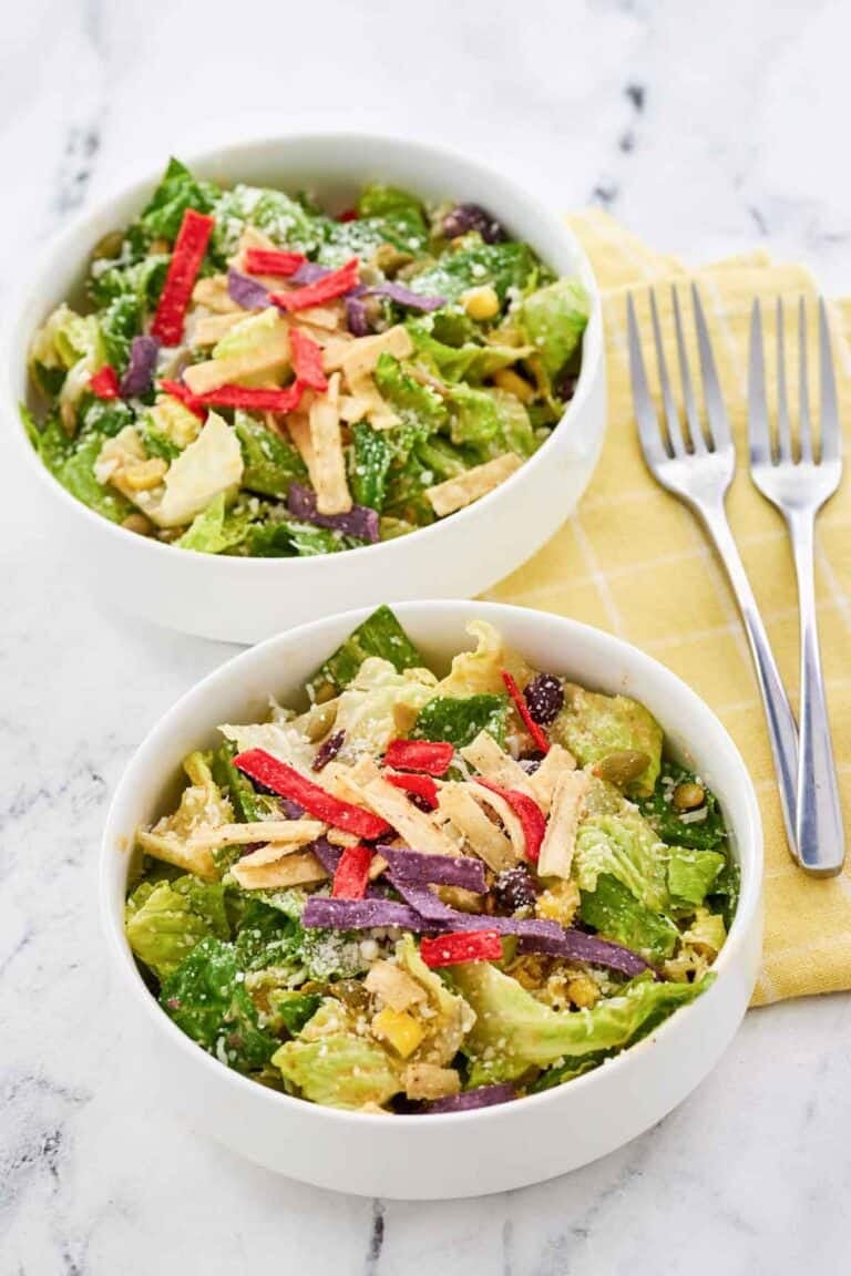 Copycat Houston's southwest caesar salad in two bowls.