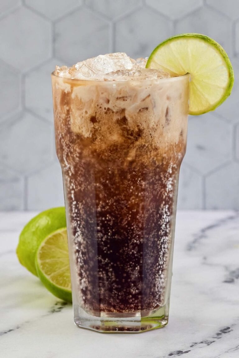 Copycat Sonic Dirty Dr. Pepper in a tall glass.