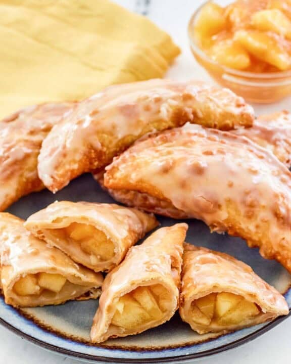 Copycat Taco Bell caramel apple empanadas on a plate.