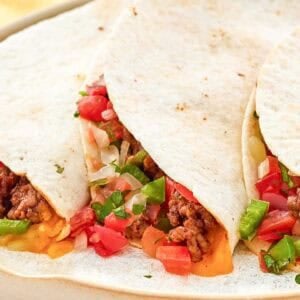 Copycat Taco Bell beef meximelt on a plate.