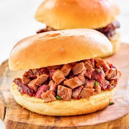 Copycat Buc-ee's brisket chopped sandwich.