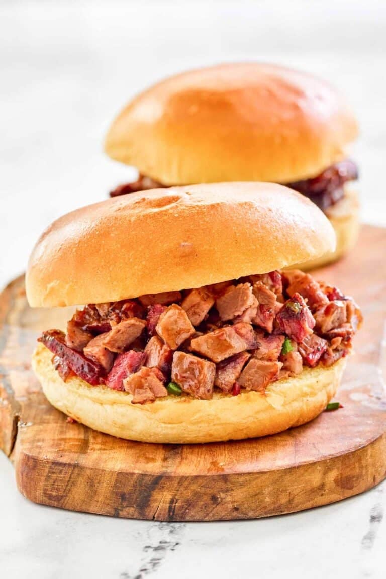 Copycat Buc-ee's brisket chopped sandwich.