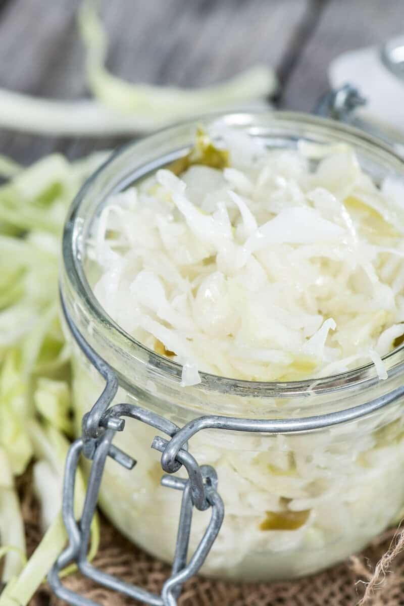 Homemade coleslaw that keeps in a glass jar.