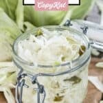 A jar of coleslaw that keeps and fresh cabbage.