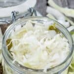 A jar of homemade coleslaw that keeps.