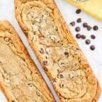 Two copycat Subway chocolate chip footlong cookies.