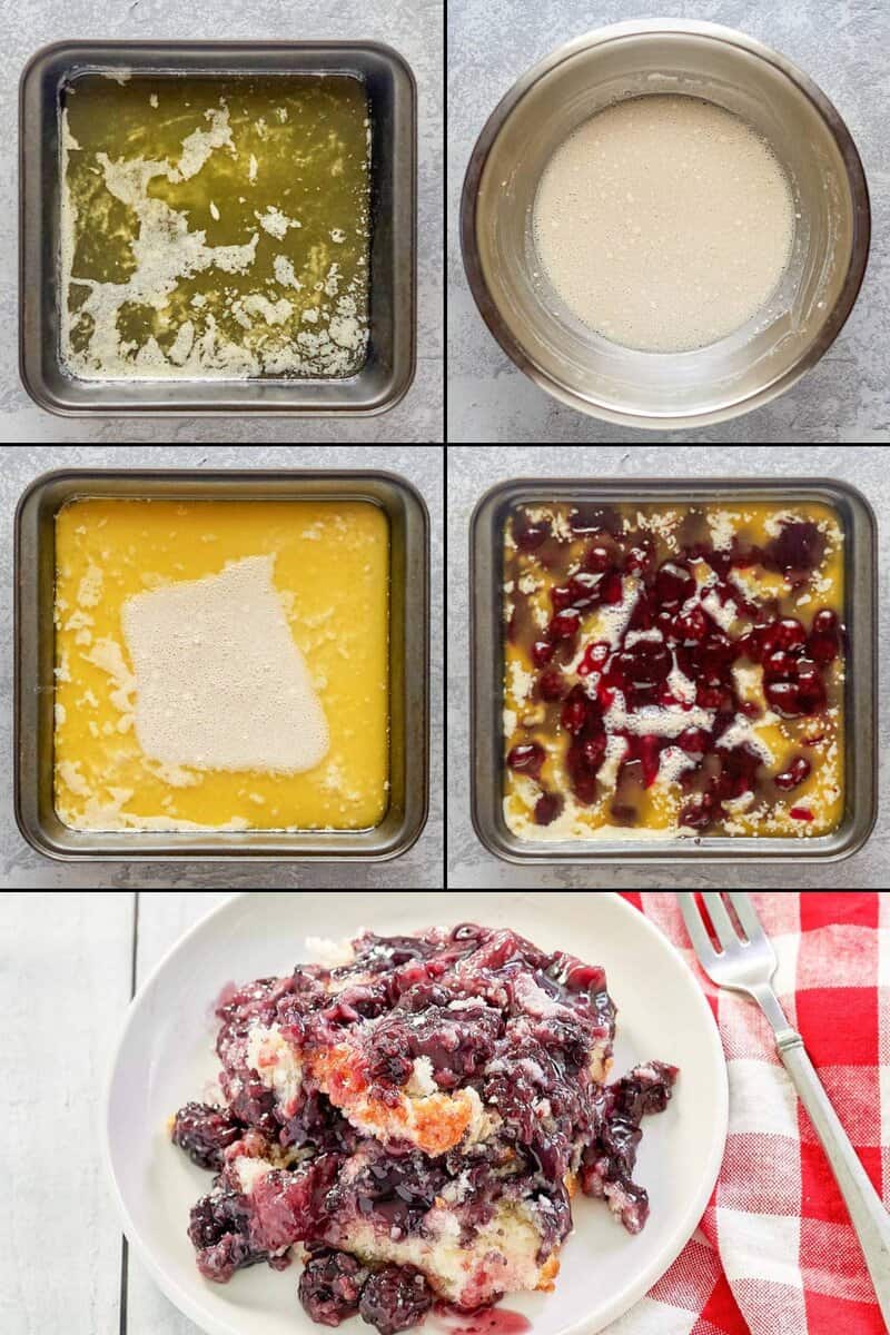 Making and serving blackberry cobbler.