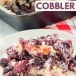 Homemade blackberry cobbler serving on a plate.