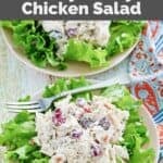 Homemade Chicken Salad Chicken Fancy Nancy chicken salad on lettuce leaves on plates.