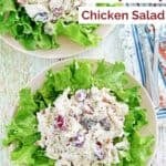 Homemade chicken salad chick fancy nancy chicken salad served on lettuce.