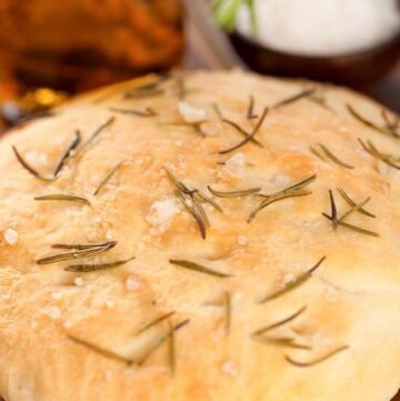 Copycat Macaroni Grill rosemary bread, olive oil, and salt.