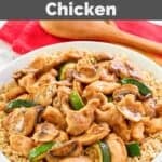 Homemade Panda Express mushroom chicken in a serving bowl.