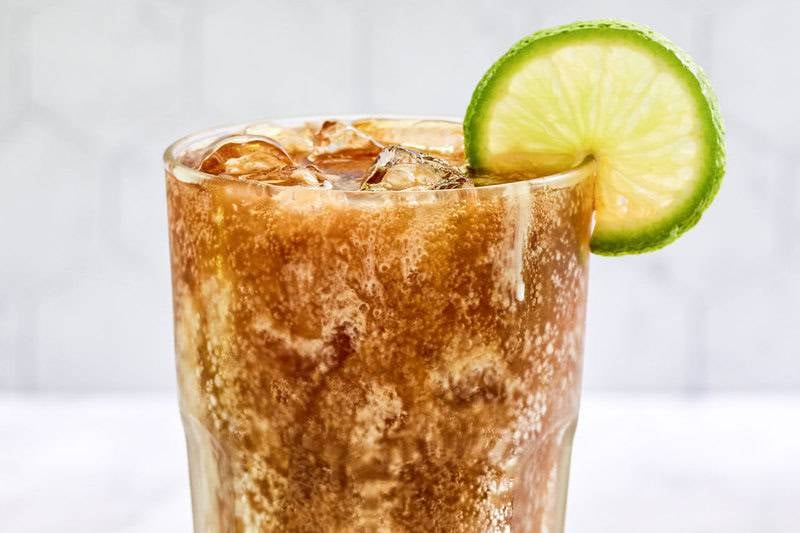 A glass of copycat sonic dirty diet coke.