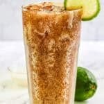 Copycat sonic dirty diet coke garnished with lime.