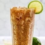 Homemade sonic dirty diet coke garnished with lime.