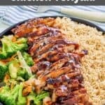 Homemade Teriyaki Madness chicken teriyaki with mixed vegetables and brown rice.
