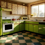 A typical kitchen from the 1970s.
