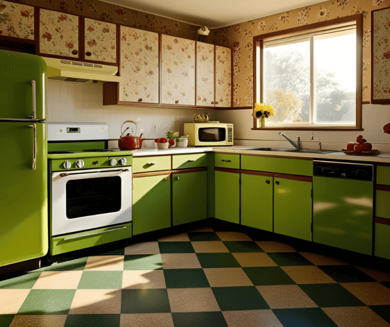 A typical kitchen from the 1970s.