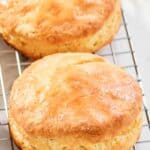 Two homemade Bojangles biscuits.