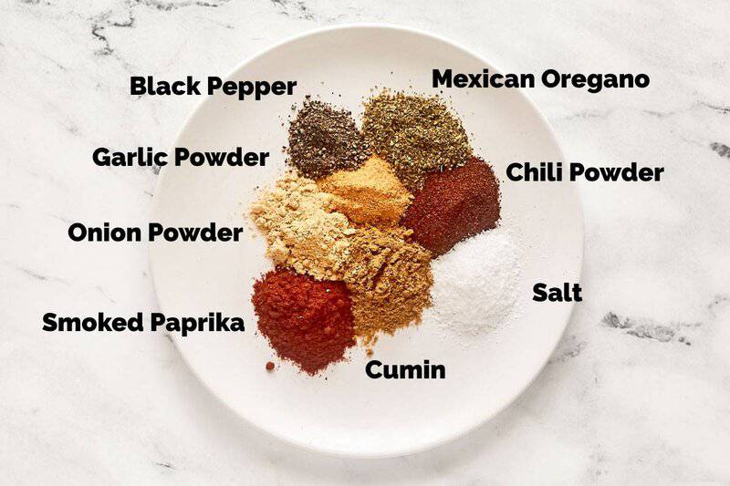 Chicken taco seasoning mix ingredients on a plate.