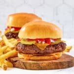 Copycat Chili's Big QP burger and fries.