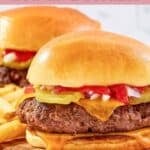 Homemade Chili's big qp burger with cheese.