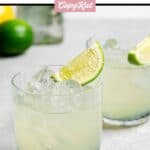 Homemade Chipotle Mexican grill margarita in two glasses.