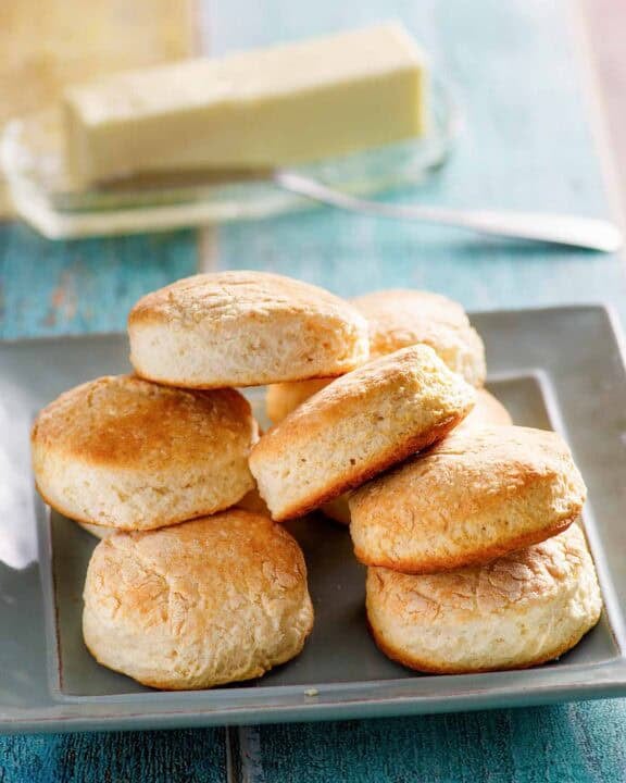 Copycat Cracker Barrel biscuits served with butter.