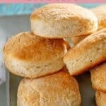 Several homemade Cracker Barrel buttermilk biscuits.