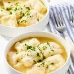 Copycat cracker barrel dumplings in two bowls.