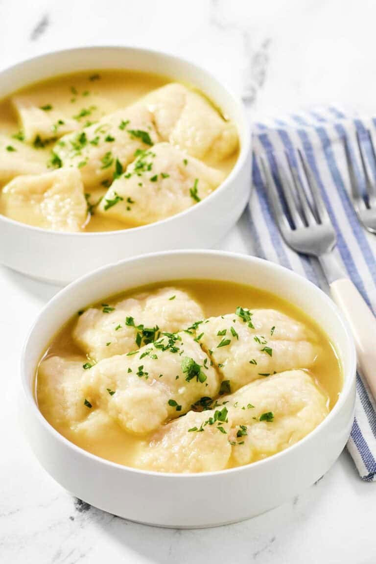 Copycat cracker barrel dumplings in two bowls.