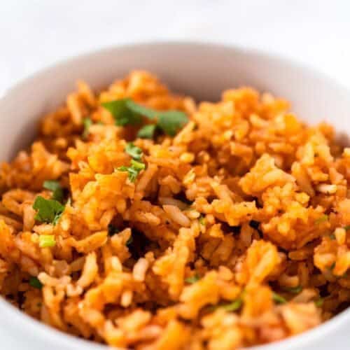 A bowl of copycat Guadalajara Spanish rice.