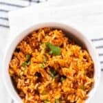 A bowl of homemade Guadalajara Spanish rice.