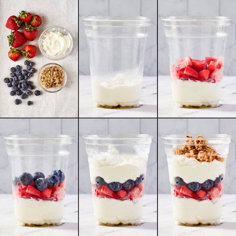 Making copycat McDonald's fruit and yogurt parfait.