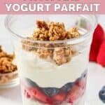 Homemade McDonald's fruit and yogurt parfait with berries and granola.