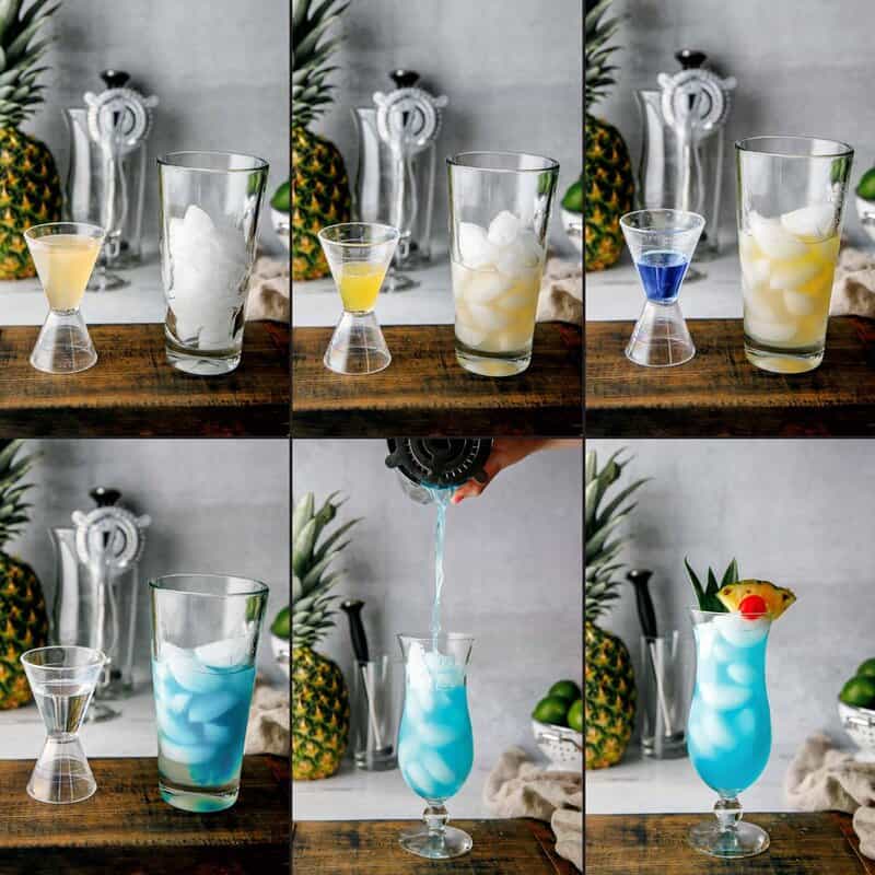 Making copycat Olive Garden Blue Hawaiian cocktail.