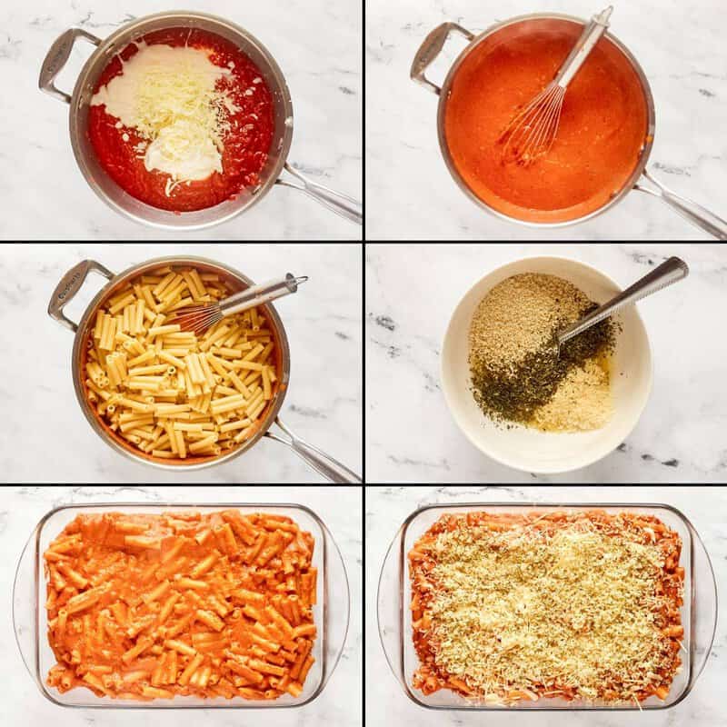 Making copycat Olive Garden five cheese ziti al forno.