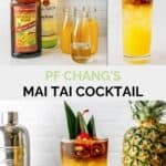 Copycat PF Chang's mai tai ingredients and the drink.