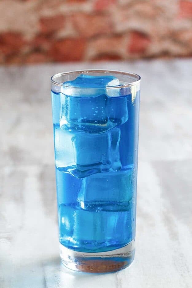 Copycat Sonic ocean water drink in a tall glass.
