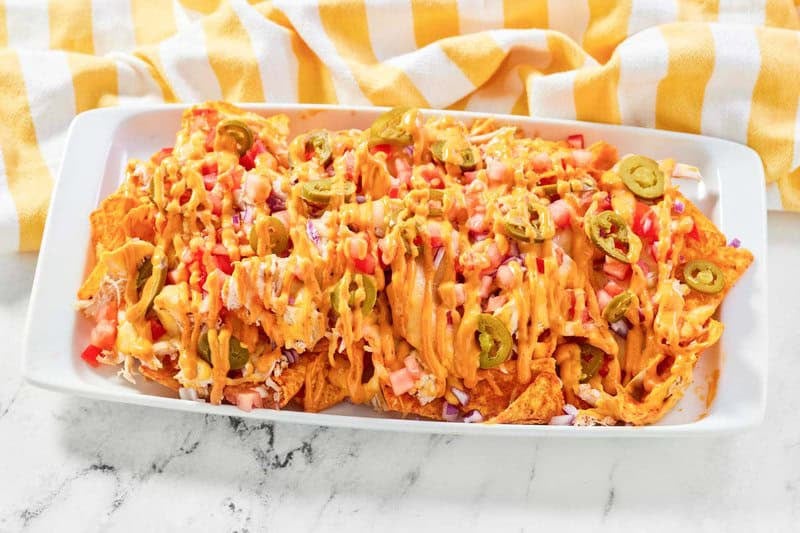 A platter of copycat Subway Doritos chicken nachos.