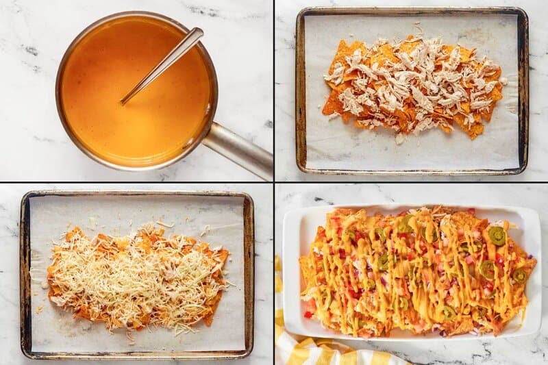 Making copycat Subway Doritos footlong chicken nachos.