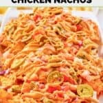 Homemade Subway Doritos chicken nachos on a platter.