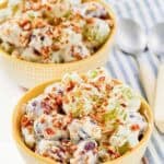 Copycat chicken salad chick grape salad in two bowls.