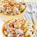 Two servings of homemade chicken salad chick grape salad.