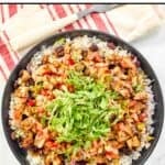 Homemade Chipotle's honey chicken over rice with beans and pico de gallo.