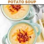 Homemade Jason's Deli Irish potato soup in two bowls and two spoons by them.