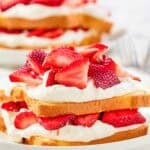 Copycat Jason's Deli strawberry shortcake on two plates.