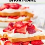 Homemade Jason's Deli strawberry shortcake dessert on two plates.