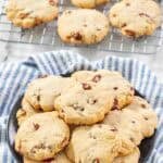 Copycat Keebler pecan sandies cookies on a plate and wire rack.