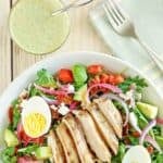 Homemade Panera green goddess cobb salad with chicken in a large bowl.